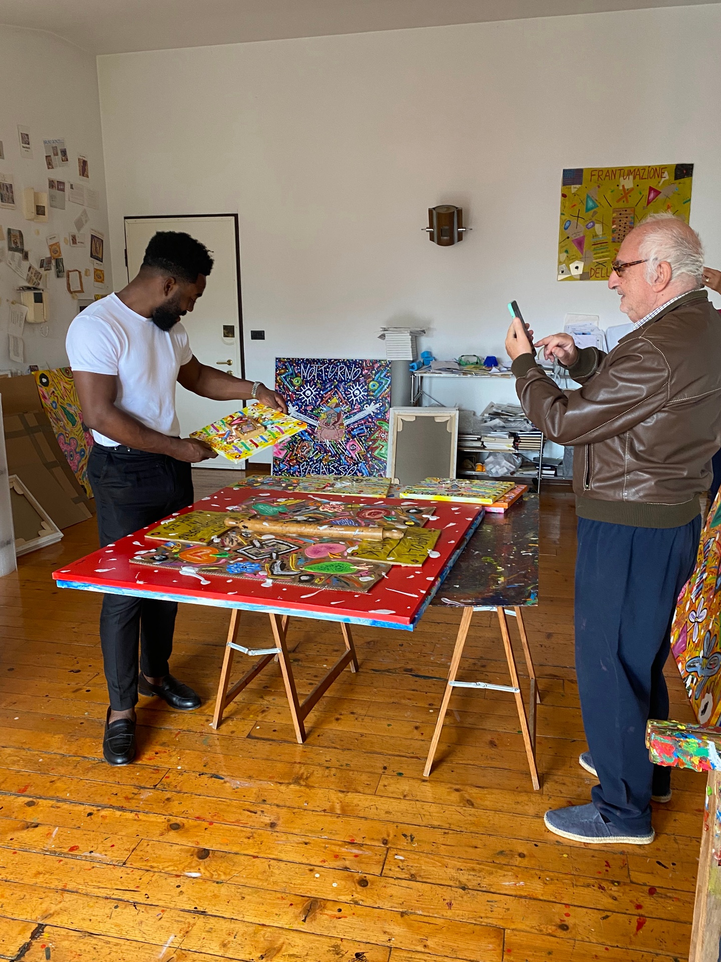 12 Brass Street reviewing a work with Bruno Donzelli in his Italian studio